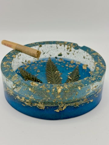 Hemp Ashtray - Circle clear and blue