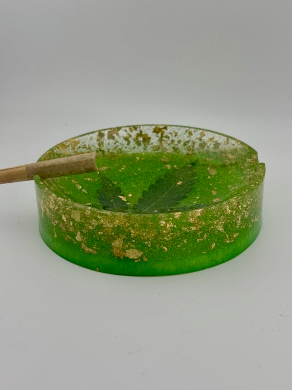 Hemp Ashtray - Circle Clear Green