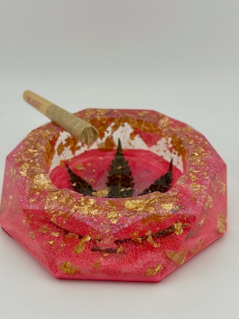 Hemp Ashtray - Octagon Clear Pink