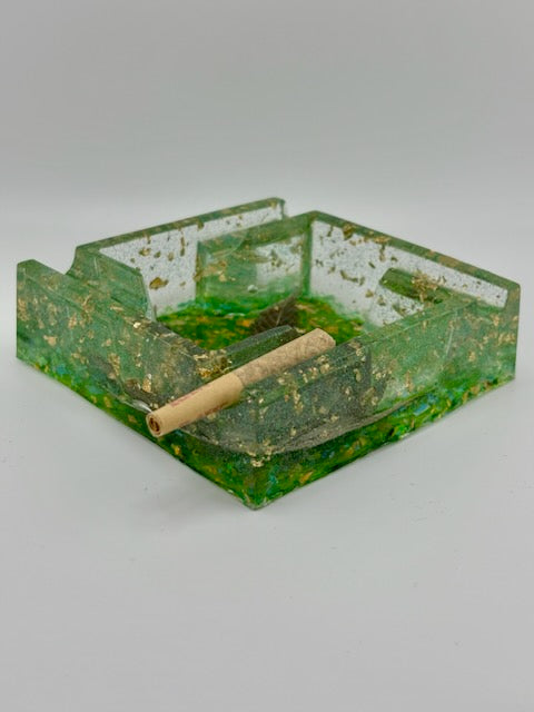 Hemp Ashtray - Square Clear green