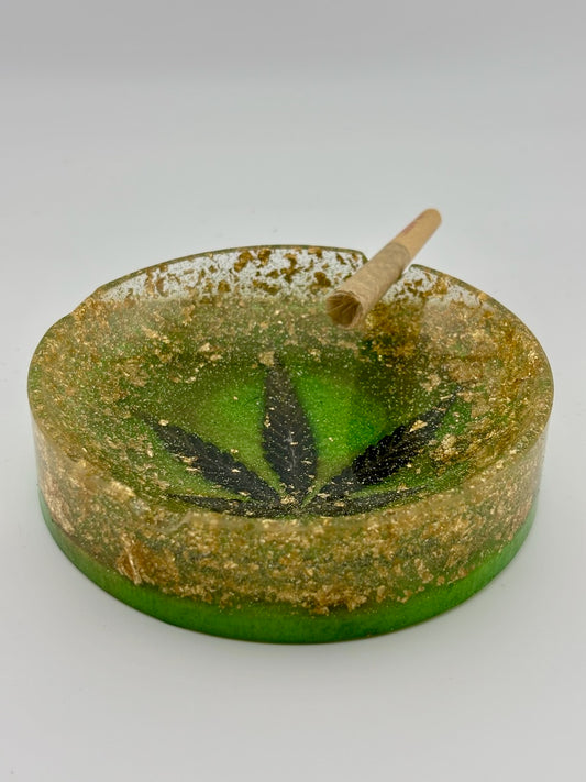 Hemp Ashtray - Circle Gold Green