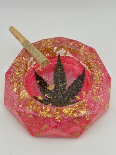 Hemp Ashtray - Octagon Clear Pink