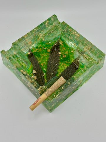 Hemp Ashtray - Square Clear green